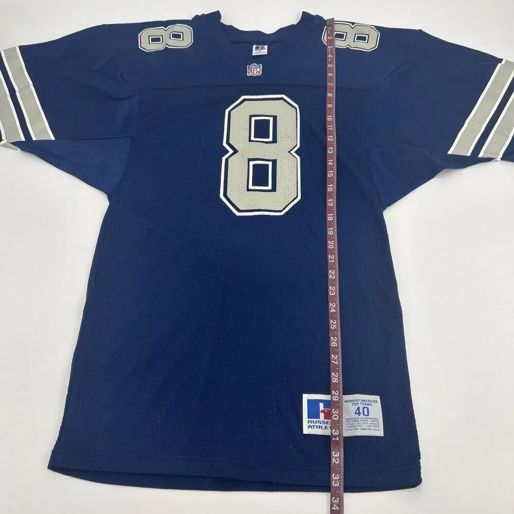 Dallas Cowboys Troy Aikman Jersey Men's 40 Blue Vintage Russell Athletic NFL USA